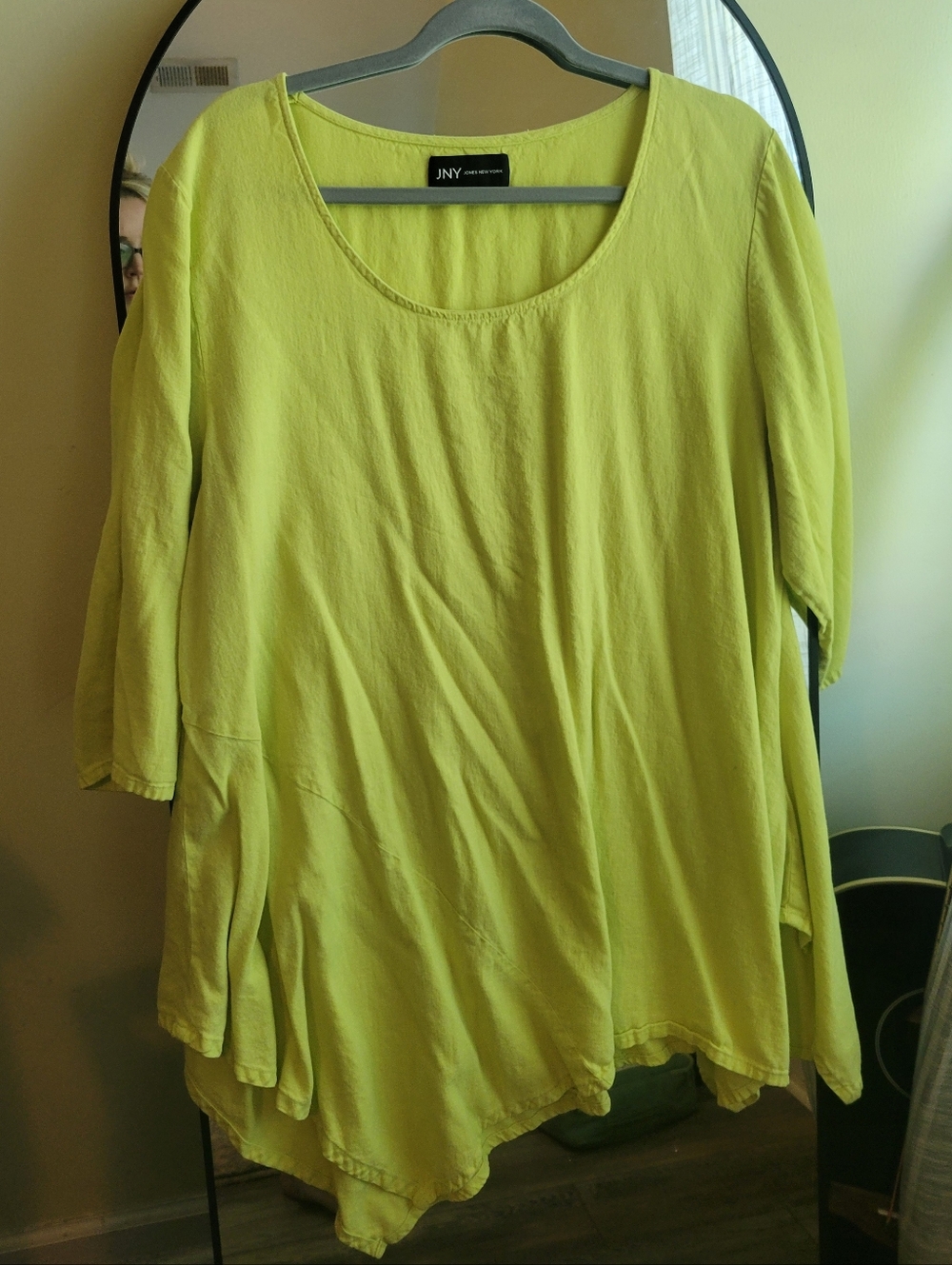 Neon Yellow JNY Shark Bite Linen Top
